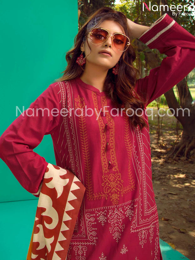 Pink embriodered dress eid online 2021