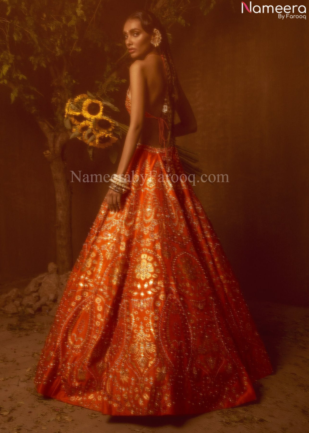 Pink orange lehenga choli sales