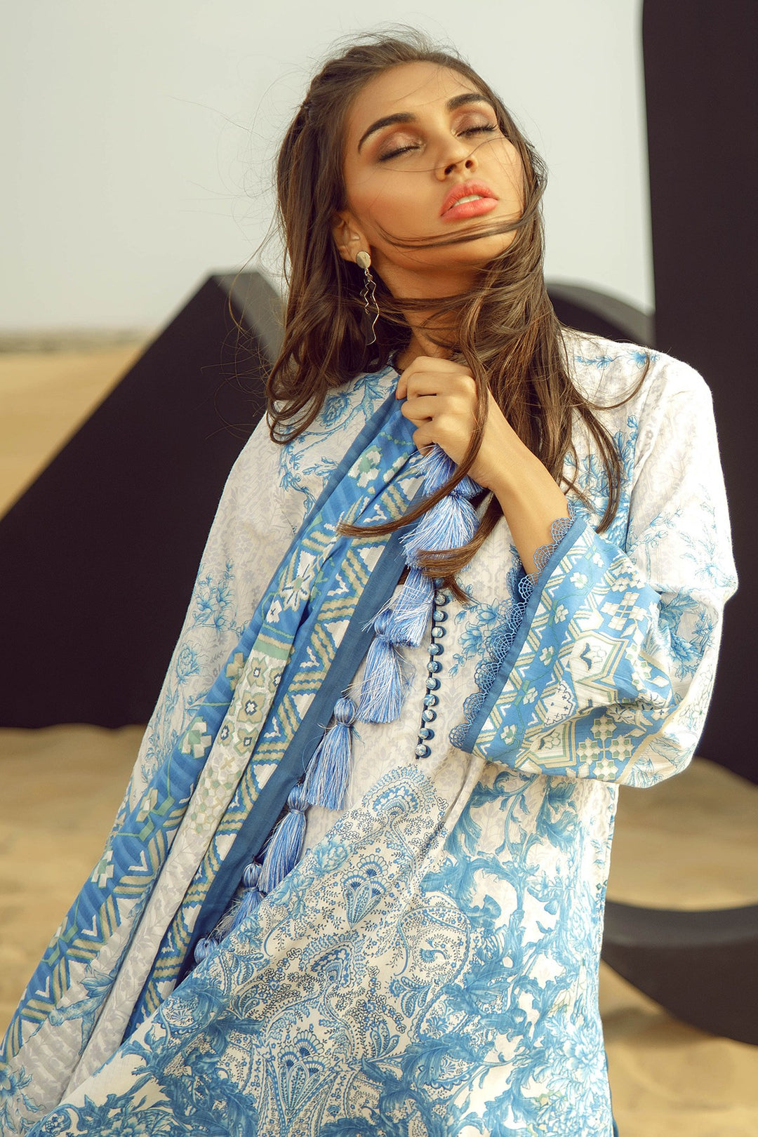 dresses design lawn All-Over Floral Print Embroidered Orange Lawn Dress Design for Girls with Emb. Chiffon Dupatta