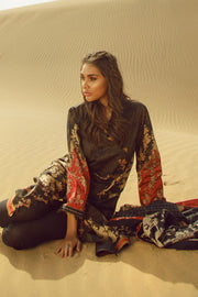 Latest Summer Pakistani printed lawn outfit in elegant black color # P2508