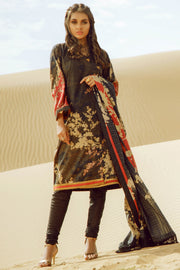 Latest Summer Pakistani printed lawn outfit in elegant black color