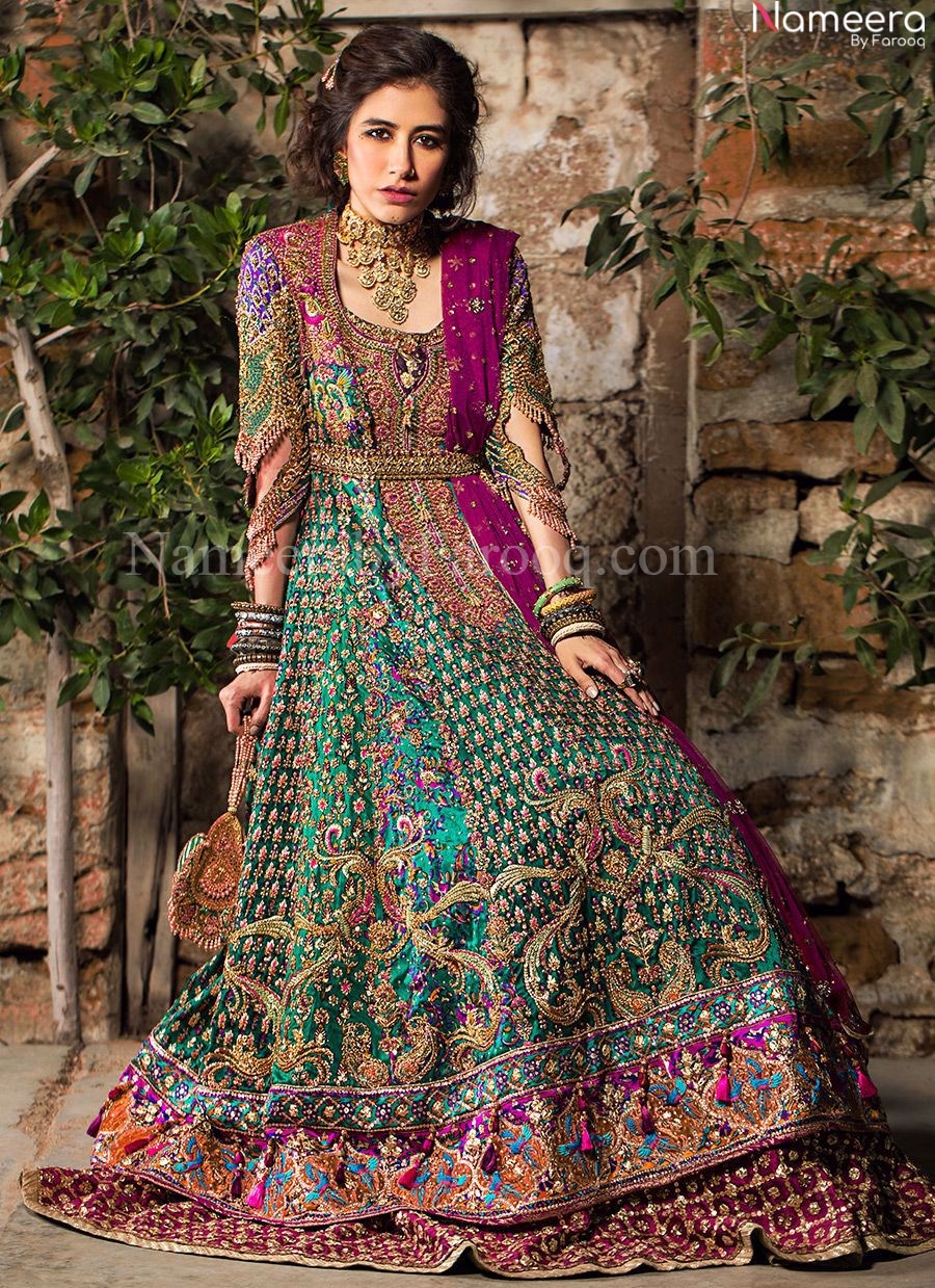 Premium Zara Shahjahan Purple and Green Lehenga #BN697