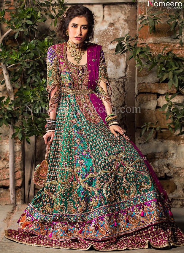 Premium Zara Shahjahan Purple and Green Lehenga #BN697