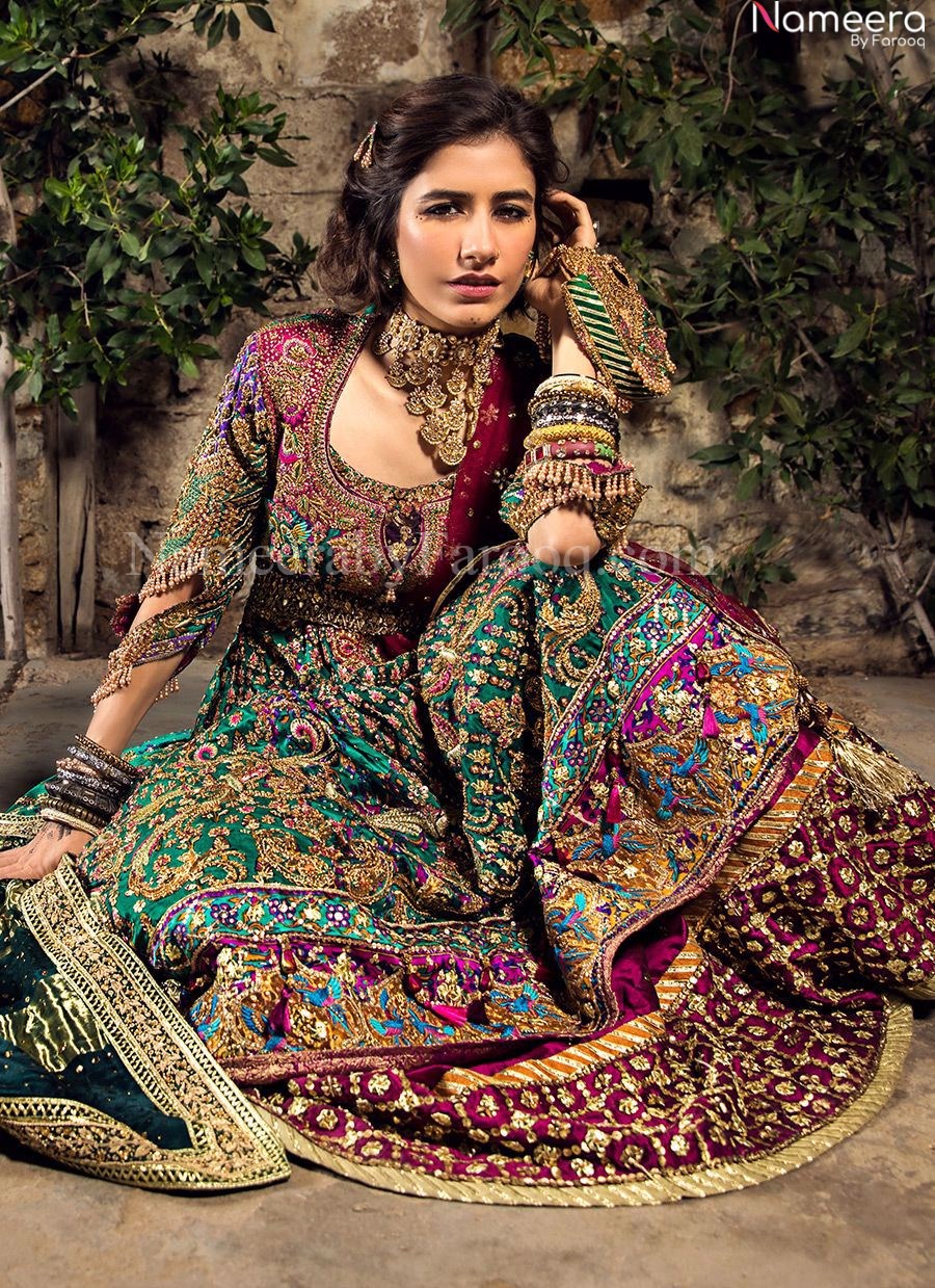 Premium Zara Shahjahan Purple and Green Lehenga #BN697