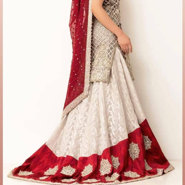 Stylish Cut-work Off White Lehenga 1