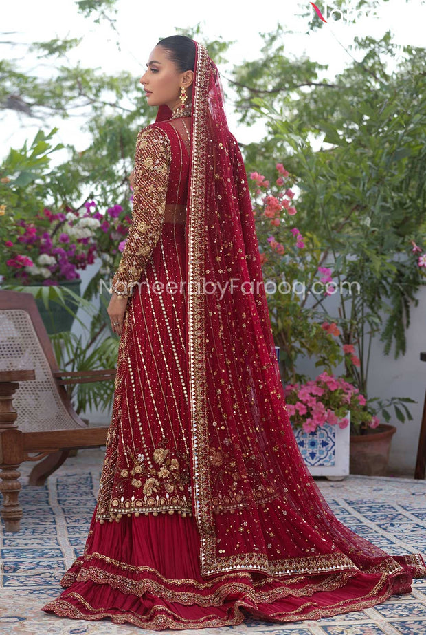 red bridal lehenga