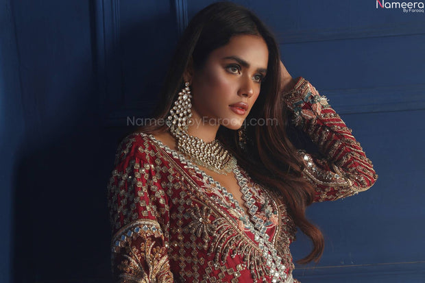 red bridal lehenga