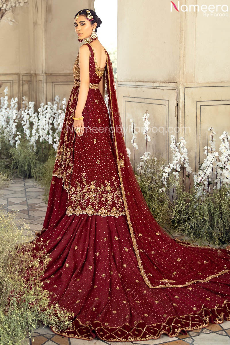 red bridal lehenga
