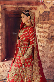 red bridal lehenga