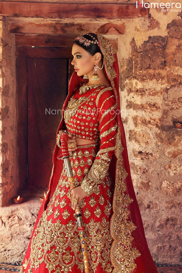red bridal lehenga