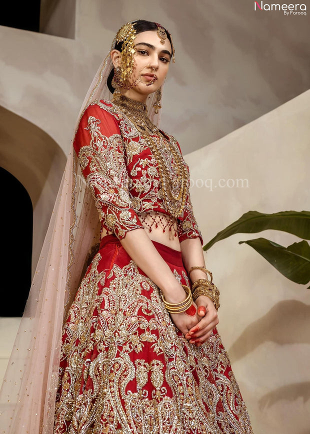 red bridal lehenga