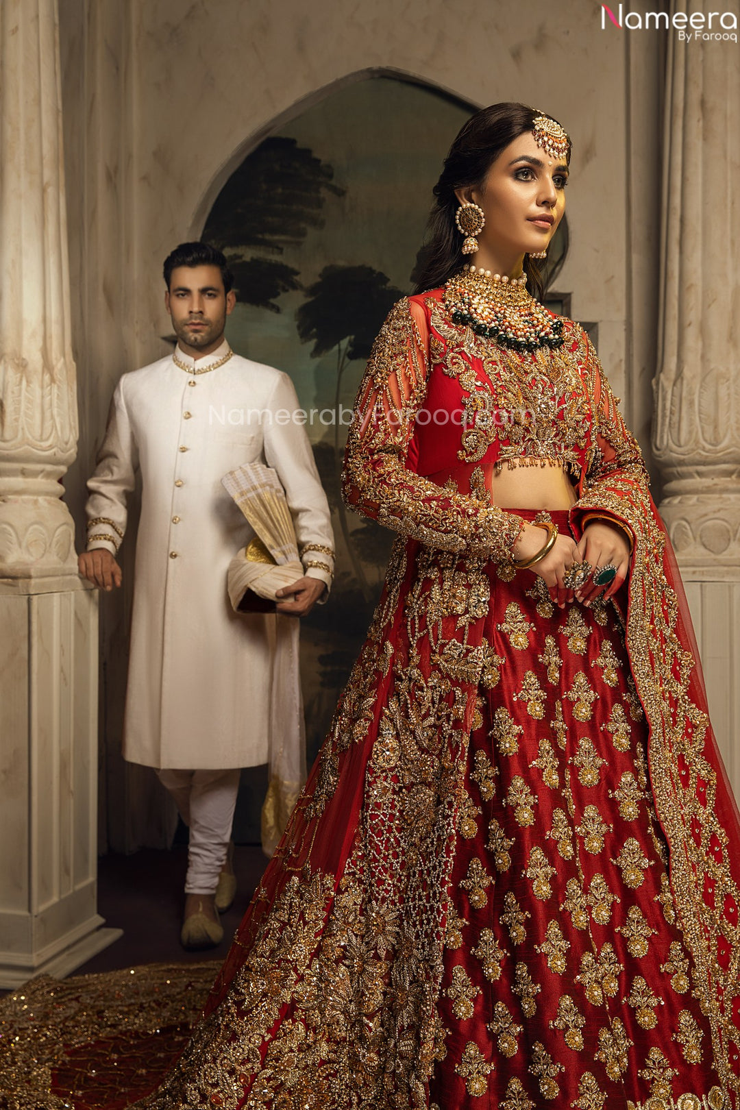 red bridal lehenga