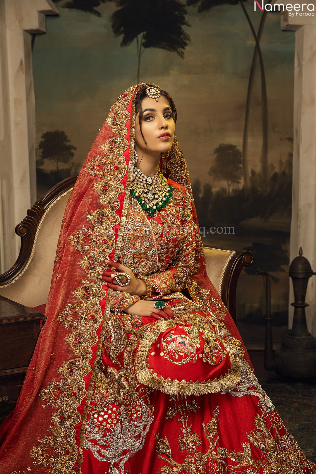 red bridal lehenga