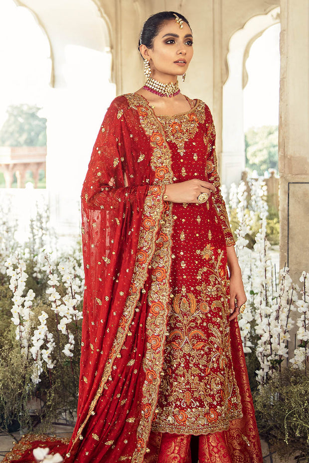 red bridal lehenga