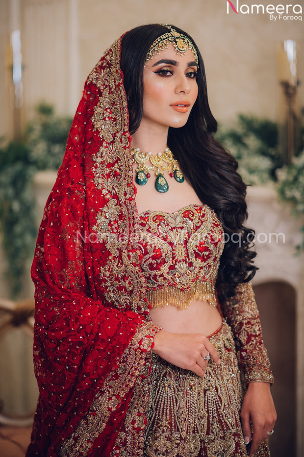 red bridal lehenga choli
