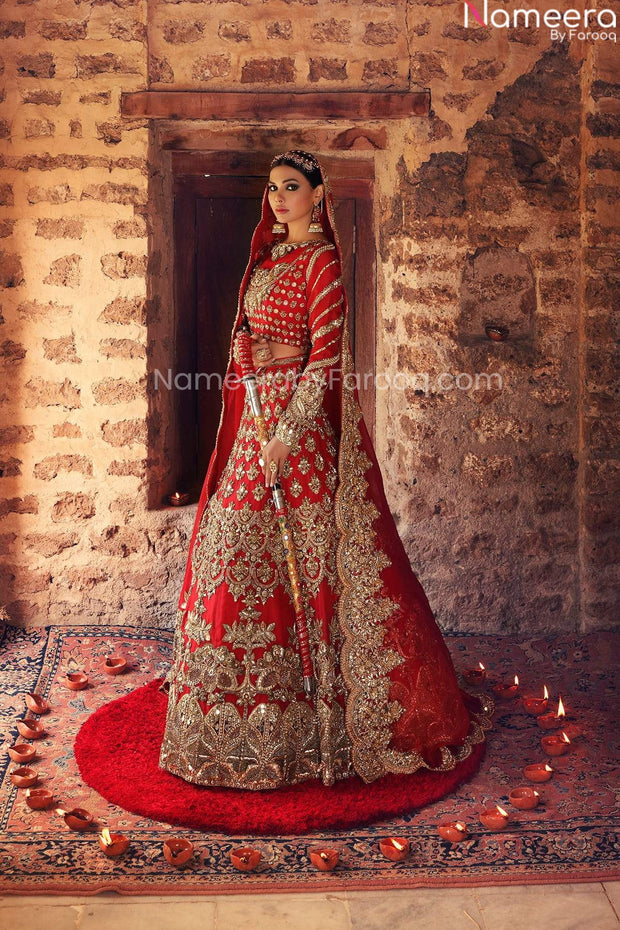 red bridal lehnga