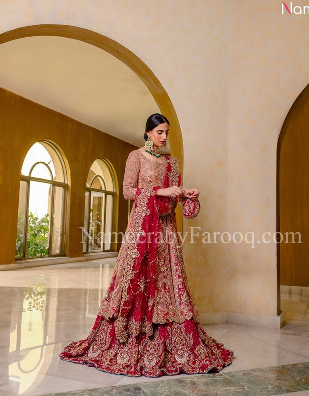 red bridal lehenga