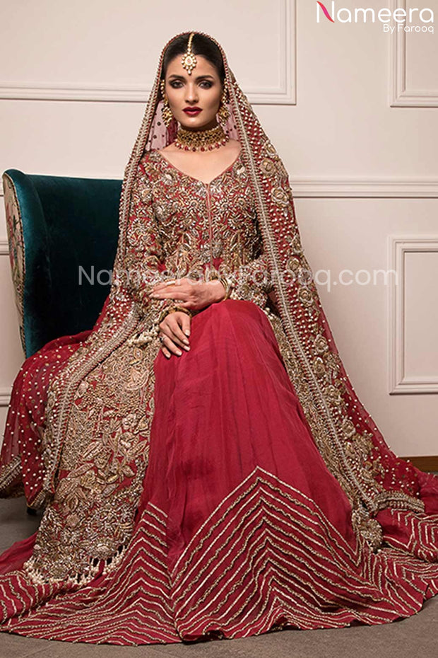 red bridal lehnga