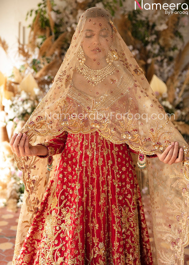 red bridal lehnga