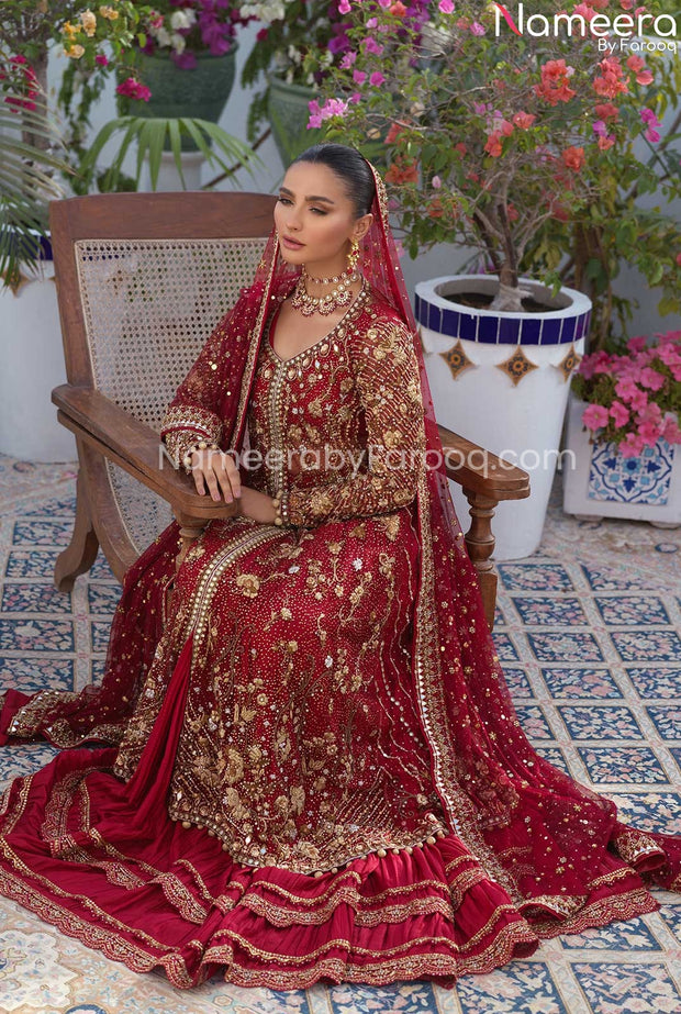 red bridal lehenga