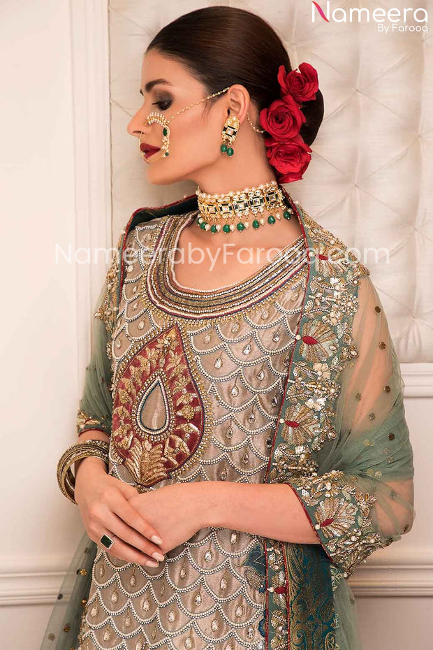 red bridal pakistani dress