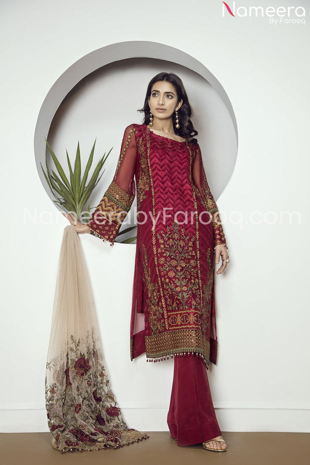 Red chiffon dress 2021
