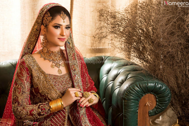 red colour bridal lehenga