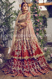 red golden bridal lehenga