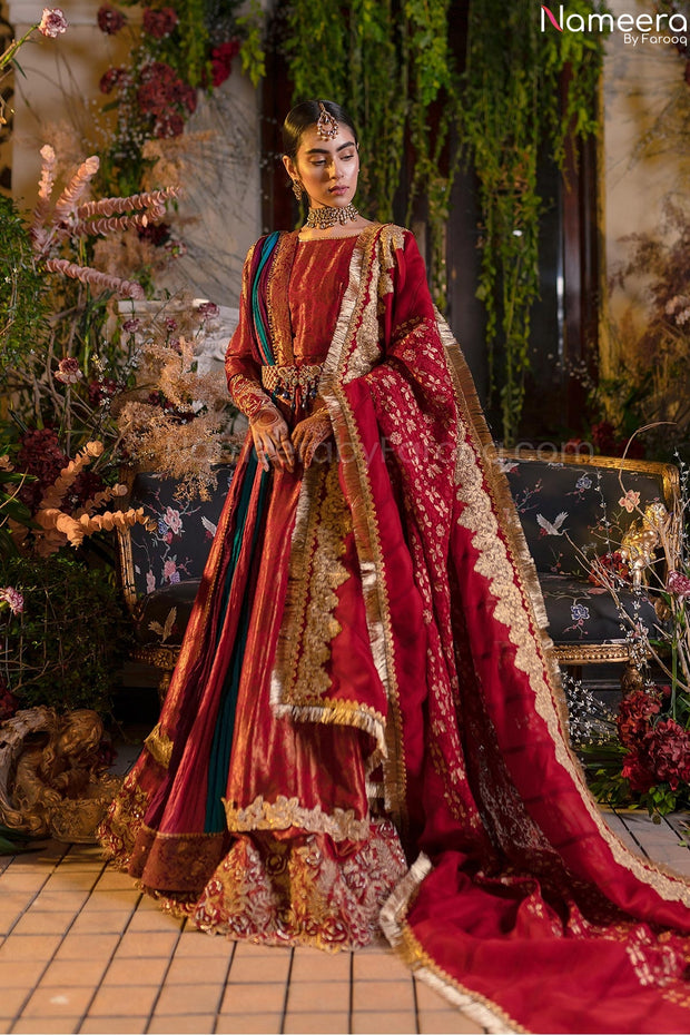 red lehenga