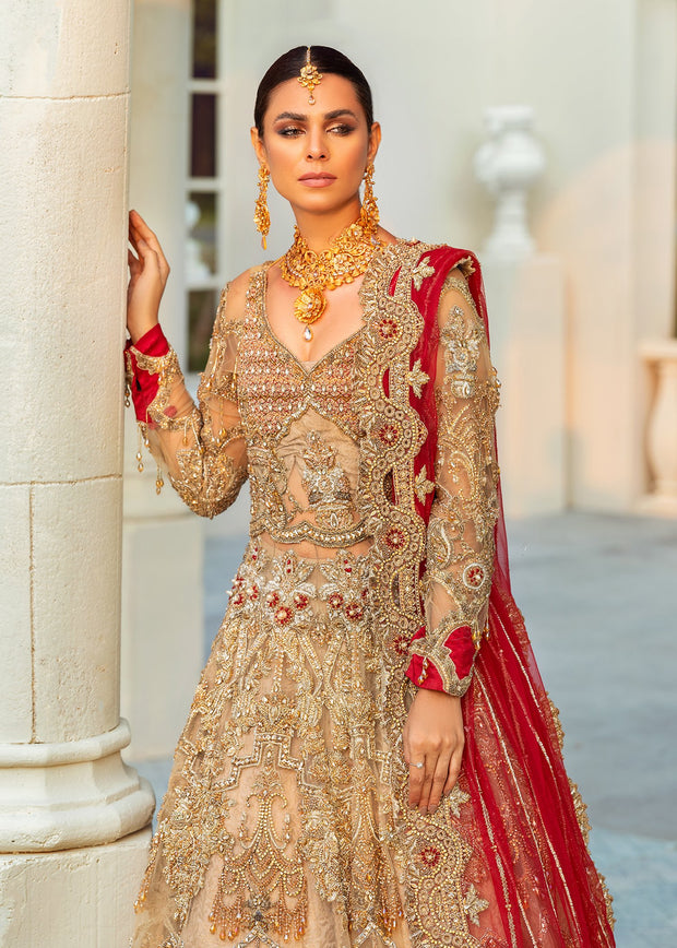 red lehenga