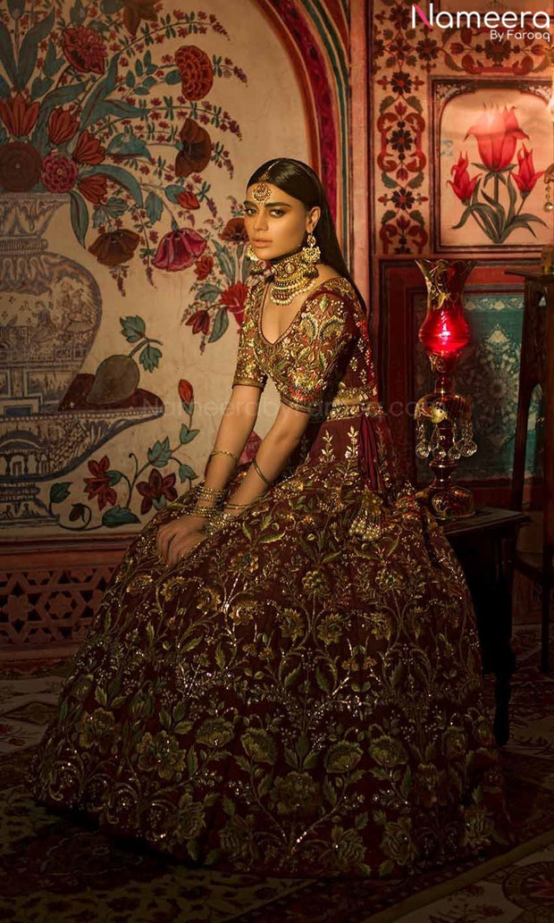 red lehenga