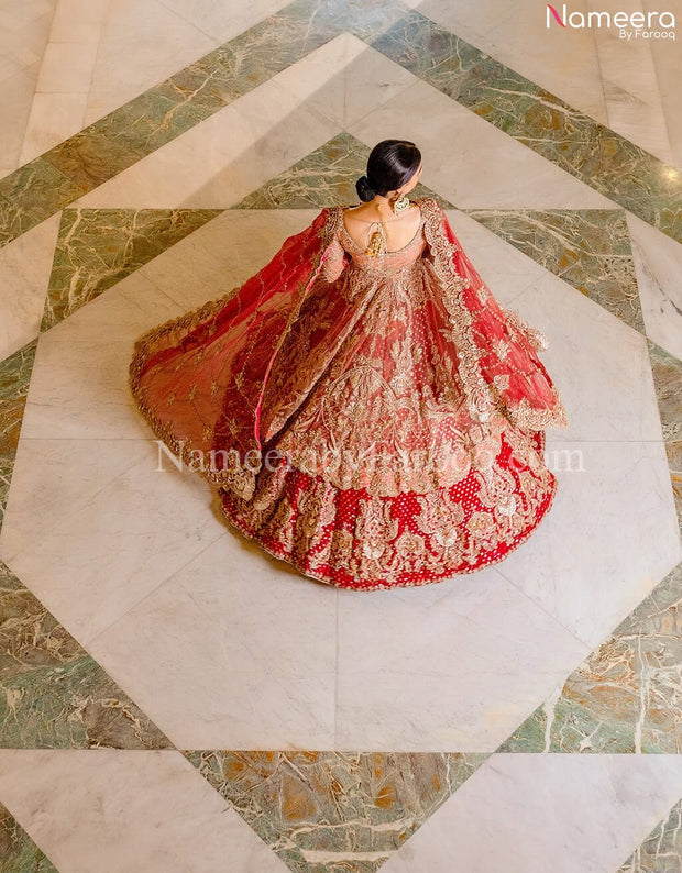 red lehenga bridal pakistani