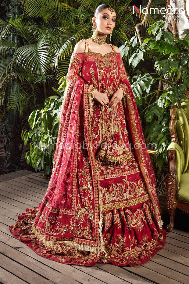 Red Maroon Bridal Lehenga