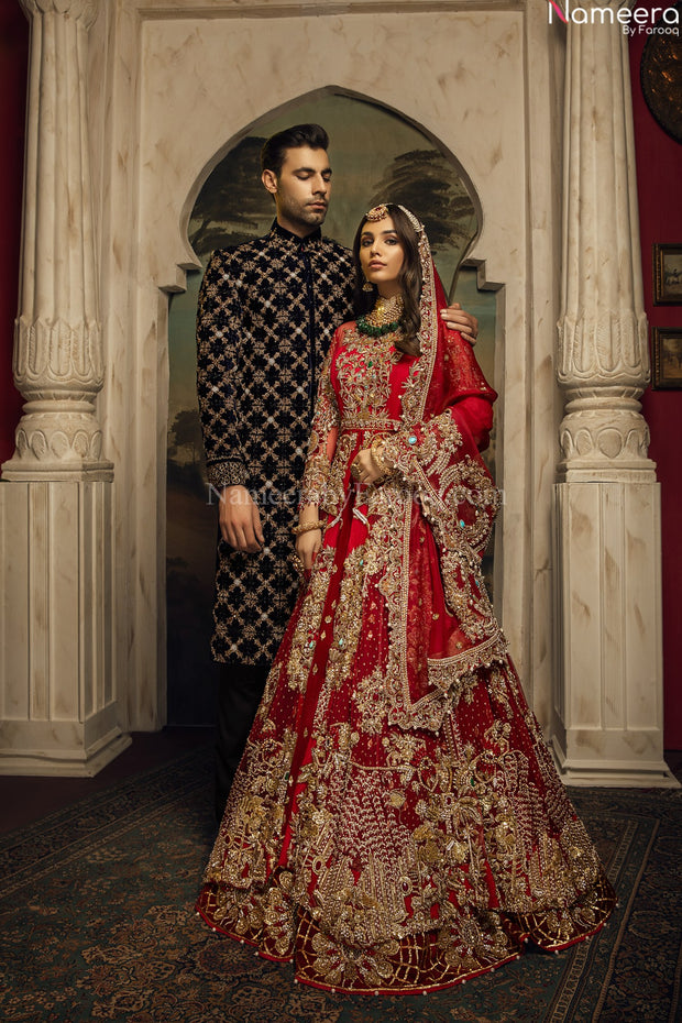 red maroon bridal lehenga 