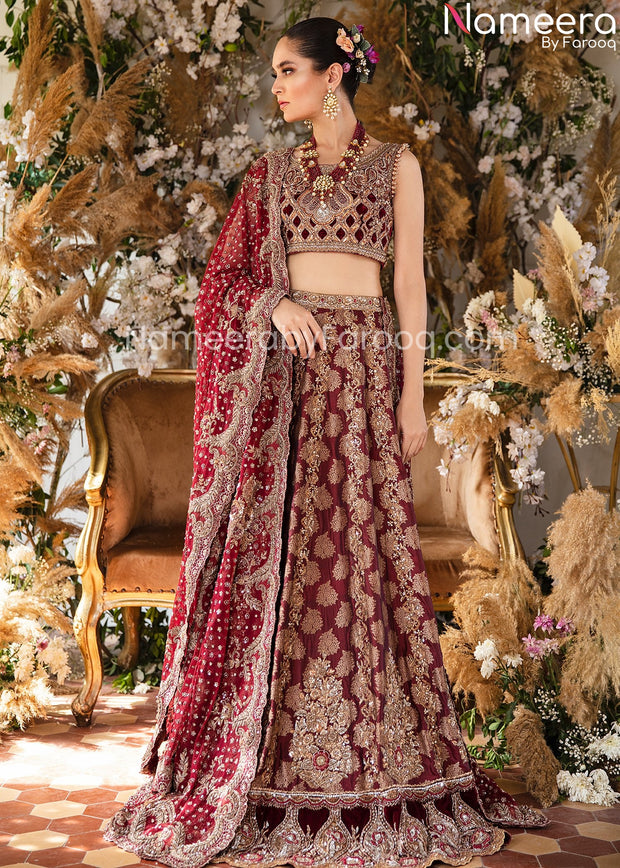 red pakistani bridal dress