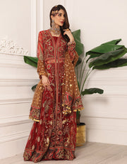 red pakistani gown dress