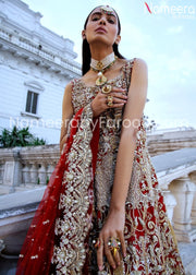 red pakistani gown dress online