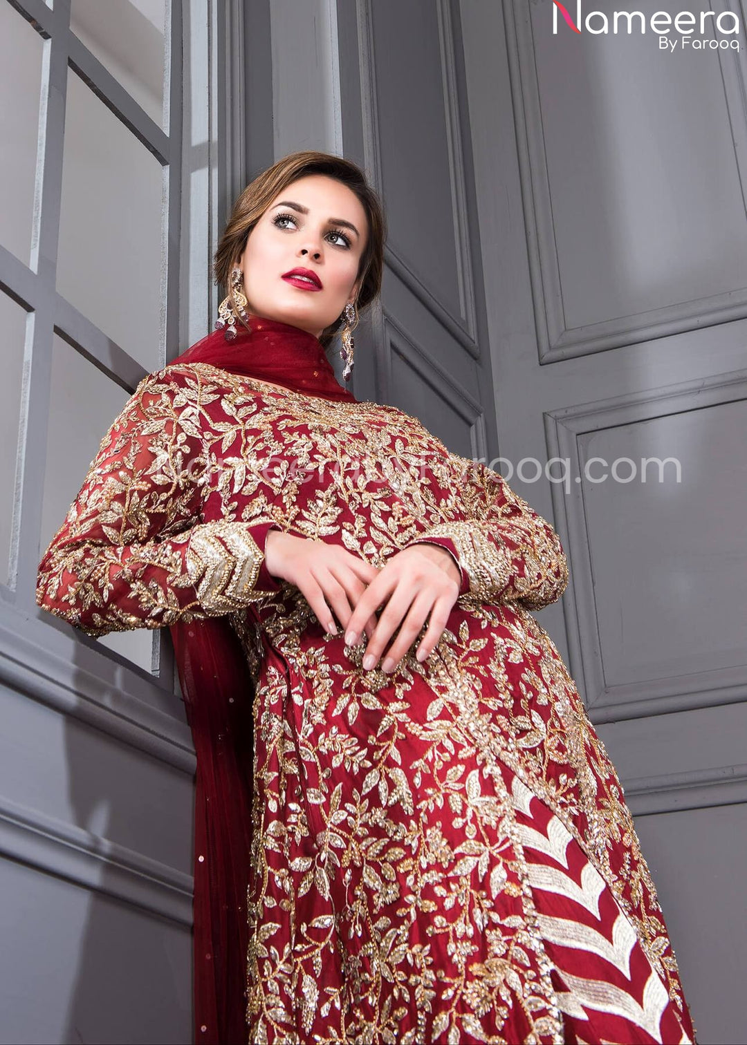 red pakistani wedding dress