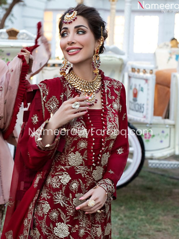 red salwar suit for wedding