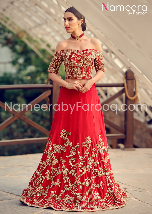 Red sequin lehnga for Bridal Wear 