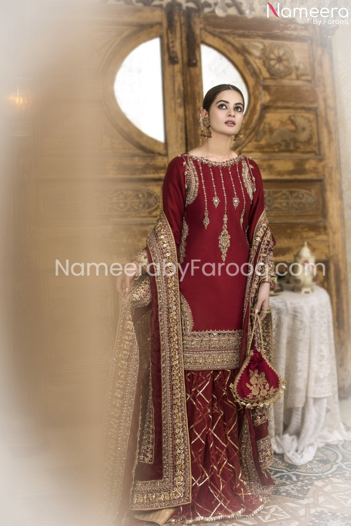  Red Sharara Dress for Wedding Wear 2021