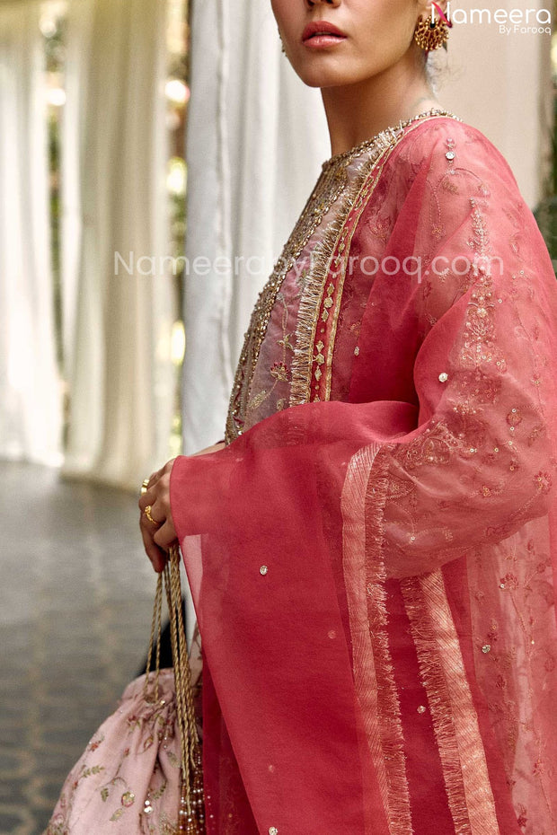 red sharara suit