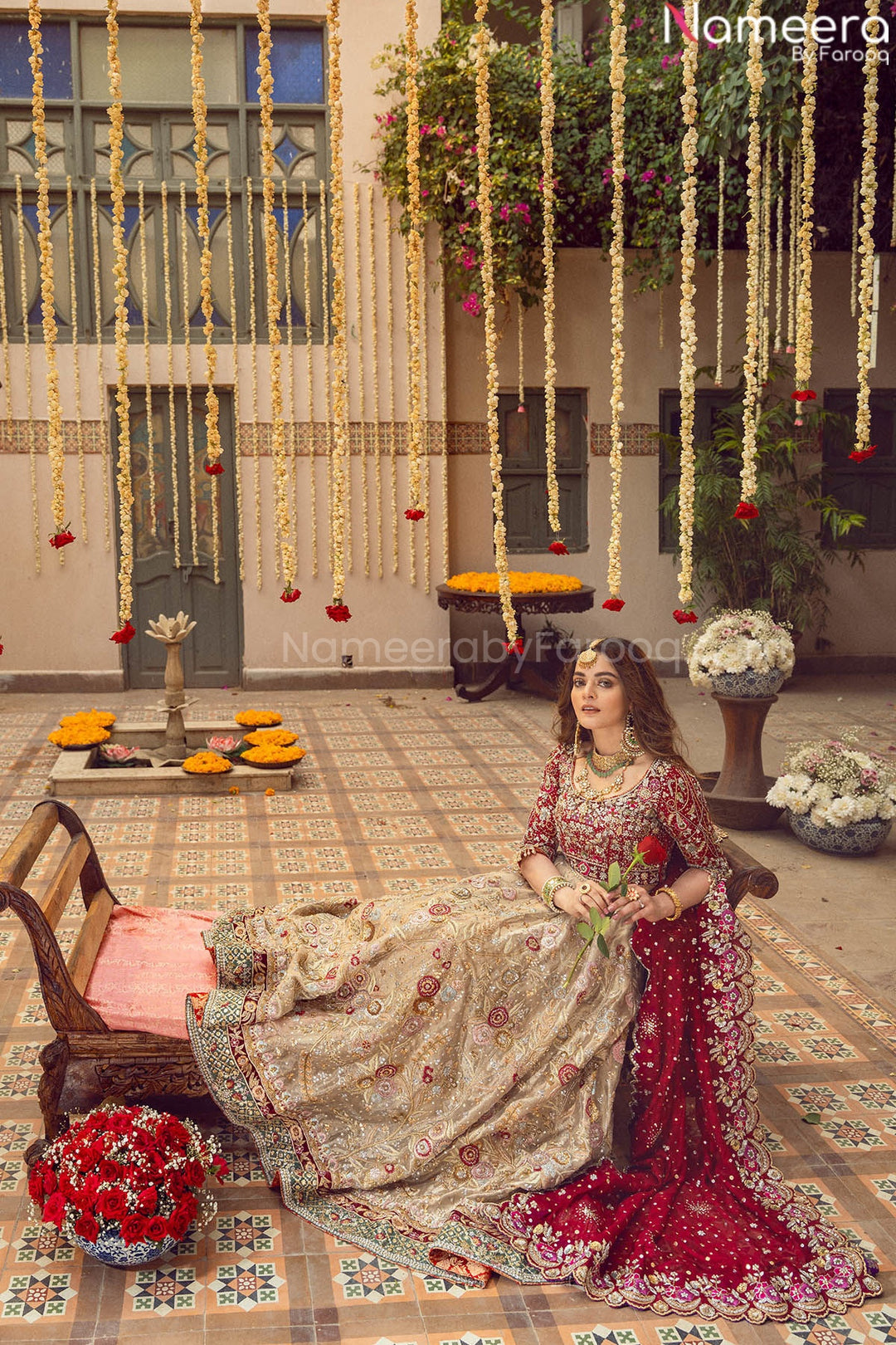 red wedding lehenga