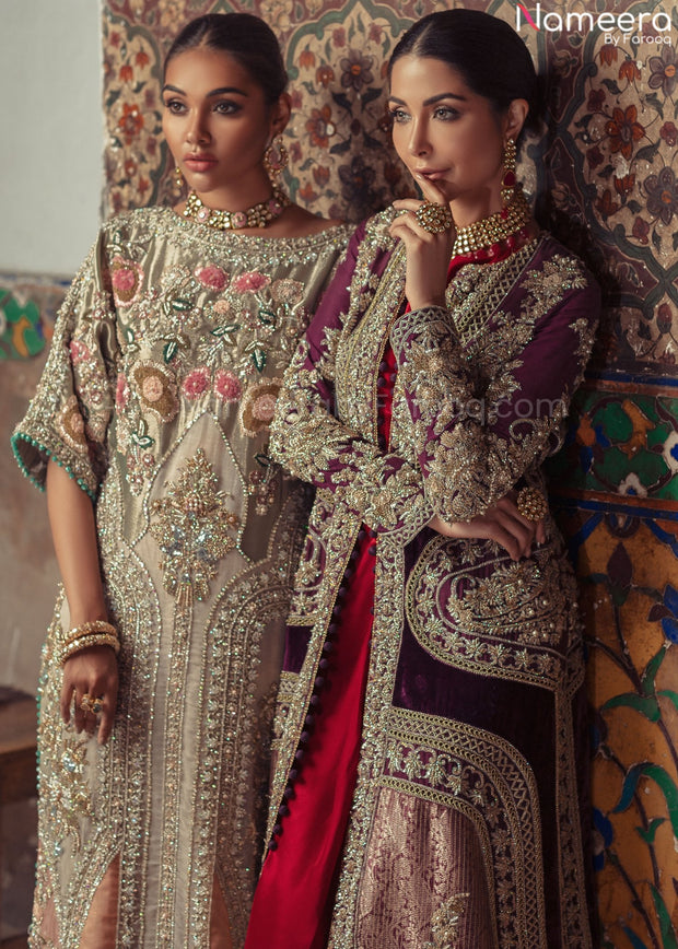 Women's Wedding Wear Designer Party Wear Salwar Suit Net and silk Fabrics  Razzi 10034