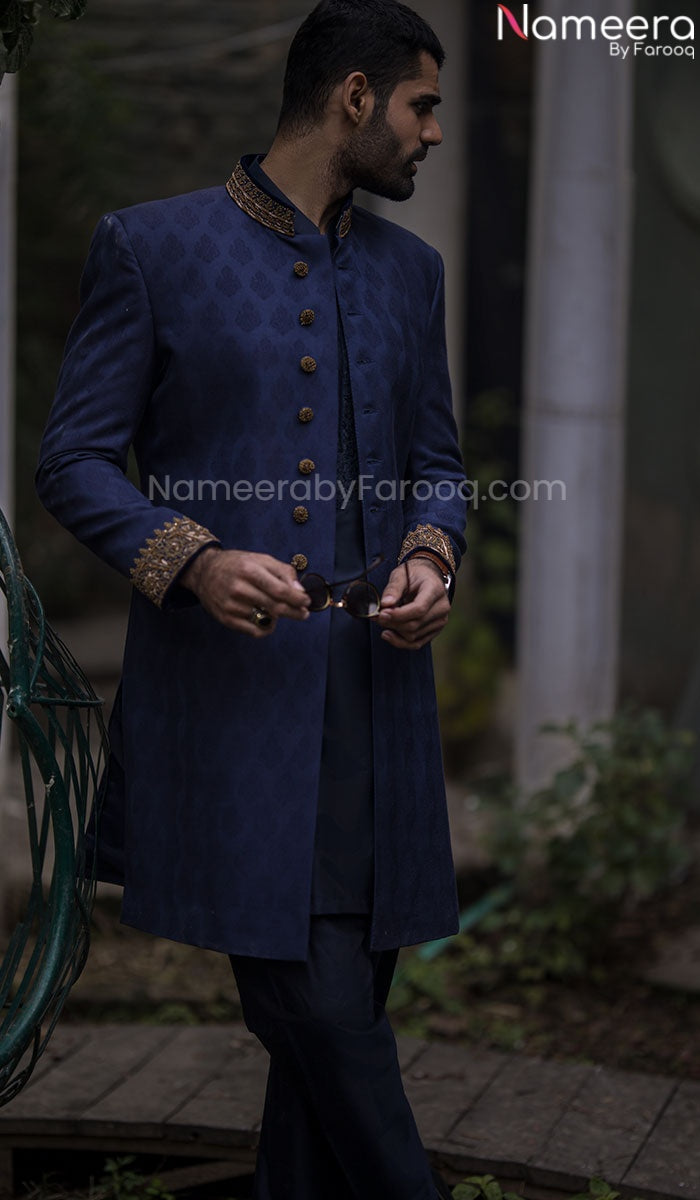 royal blue sherwani for groom