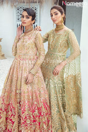 Embellished Sea Green Lehenga Gown Bridal Attire