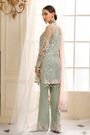 Beautiful Pakistani sequinned net dress in green color # P2328