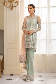 Beautiful Pakistani sequinned net dress in green color 