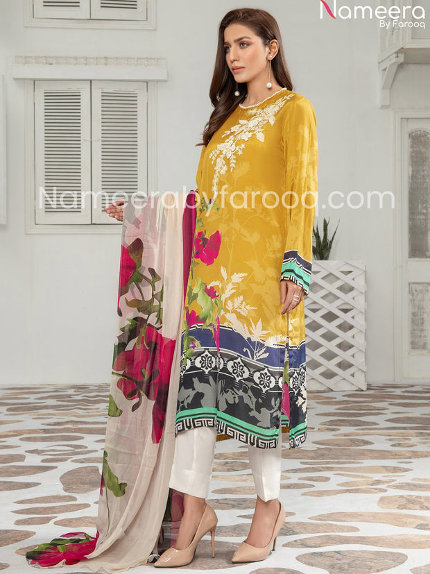 Pretty Silk  embriodered dress