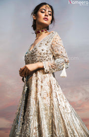 silver bridal dress